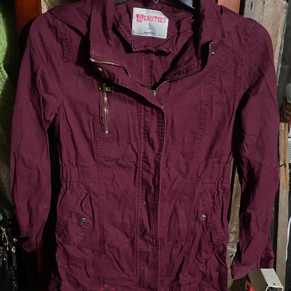 Beautees Women's Deep Burgundy Utility Jacket